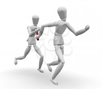 Royalty Free Clipart Image of Runners Passing a Baton