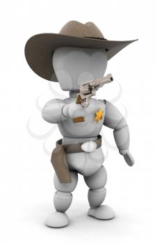 Royalty Free Clipart Image of a Sheriff Pointing a Gun