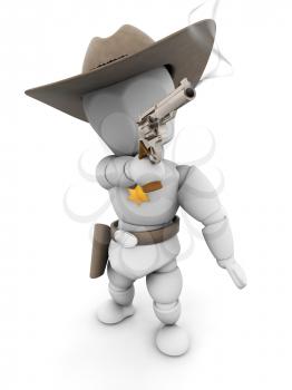 Royalty Free Clipart Image of a Sheriff With a Smoking Gun