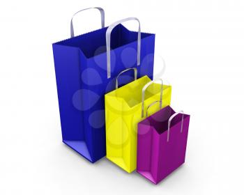 Royalty Free Clipart Image of Three Coloured Shopping Bags
