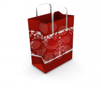 3D render of a Christmas shopping bag