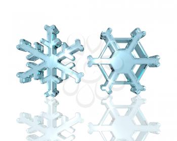 Royalty Free Clipart Image of Glass Snowflakes