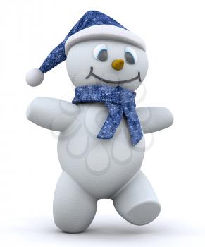 Royalty Free Clipart Image of a Happy Walking Snowman