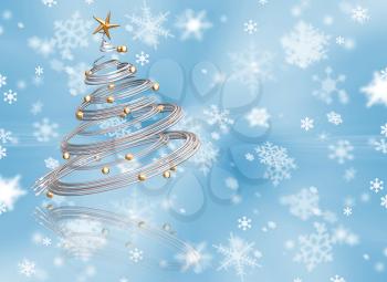 Royalty Free Clipart Image of a Snowy Background and Tree