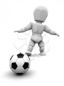 Royalty Free Clipart Image of a Guy About to Kick a Soccer Ball