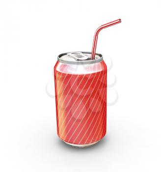 Royalty Free Clipart Image of a Soda Can With a Straw