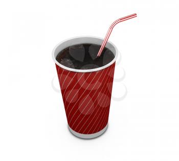 Royalty Free Clipart Image of a Soft Drink in a Plastic Cup With a Straw