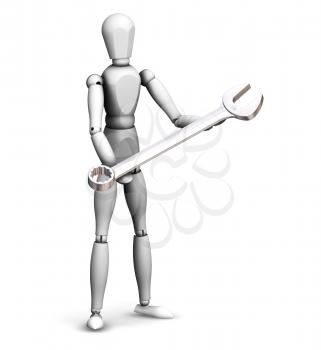 Royalty Free Clipart Image of a Guy With a Wrench
