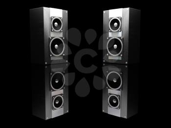 Royalty Free Clipart Image of Black Speakers