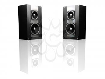 Royalty Free Clipart Image of Black Speakers