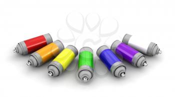 Royalty Free Clipart Image of Spray Paint Cans