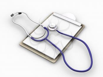 Royalty Free Clipart Image of a Clipboard With Stethoscope