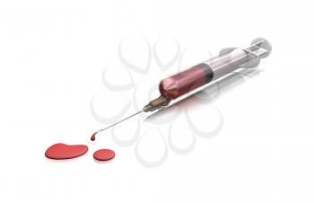 Royalty Free Clipart Image of a Bloody Syringe