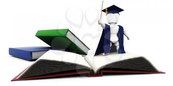 Royalty Free Clipart Image of a 3D Teacher With Books