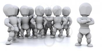 Royalty Free Clipart Image of a Team With One Person in the Foreground