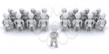 Royalty Free Clipart Image of a Person in Front of a Team
