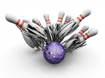 Royalty Free Clipart Image of Smashed Bowling Pins
