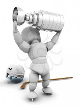 Royalty Free Clipart Image of a Hockey Player With the Stanley Cup