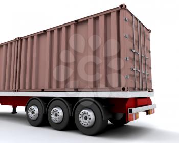 Royalty Free Clipart Image of a Freight Container on the Back of a Truck