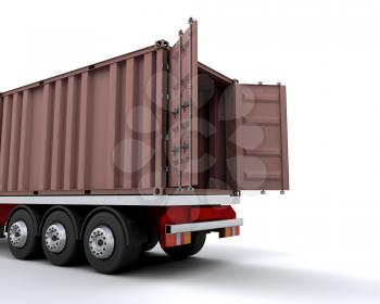 Royalty Free Clipart Image of a Tractor Trailer Cargo Hold