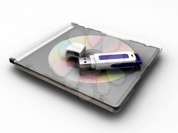 Royalty Free Clipart Image of a USB on a CD
