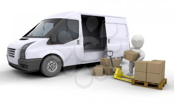Royalty Free Clipart Image of a Person Loading a Van
