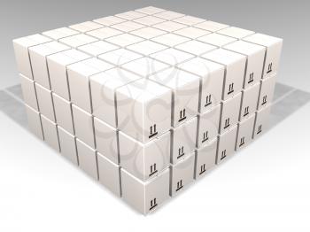 Royalty Free Clipart Image of a Square of White Boxes