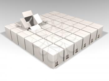 Royalty Free Clipart Image of Cardboard Boxes With One Open