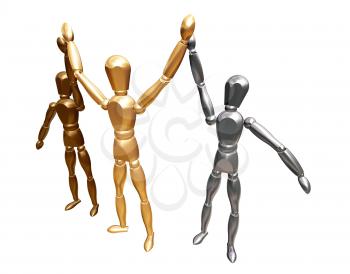 Royalty Free Clipart Image of a Gold, Silver and Bronze Competitors