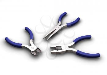 Royalty Free Clipart Image of Pliers and Wire Cutters