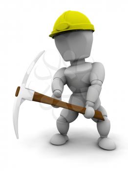 Royalty Free Clipart Image of a Worker With a Pickax