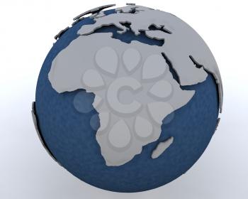 3D render of a Globe showing africa