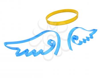 3d render of representation of angel wings and halo