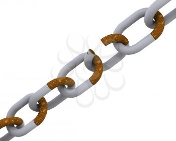 3D render of a Broken Chain of Cigarettes