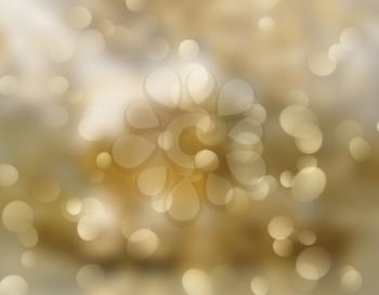 Golden Christmas background of blurred bokeh lights
