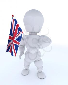 3D render of Man with Union Jack Flag