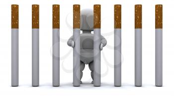 3D render of a Man in Cigarette Prison