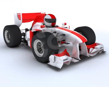 3D render of a man with race car