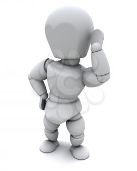 3D render of a White Character Listening