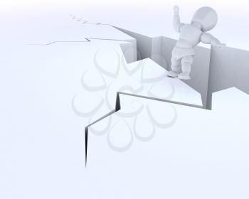 3D render of a man on a cliff edge