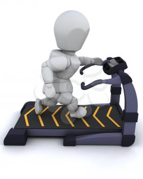 3D render of a man on a  treadmill