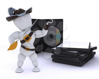 3D render of a Pirate with DVD software