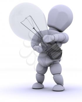 3D render of man with light bulb