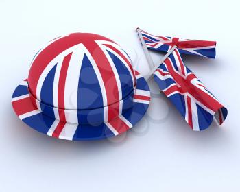 3D render of Union Jack Jubilee Hat and  Flag
