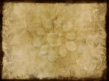Dirty grunge background with a decorative floral design