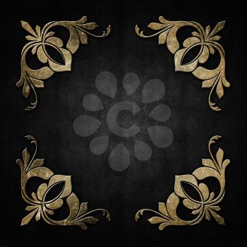 Grunge metal background with floral detail