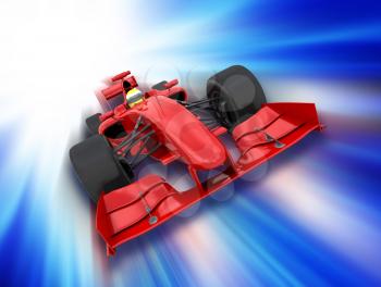 3D render of a formula one car on a motion background