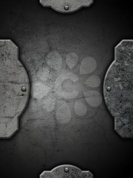 Grunge textured background with frame and rivets
