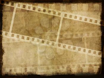 Dirty grunge background with image of film strips