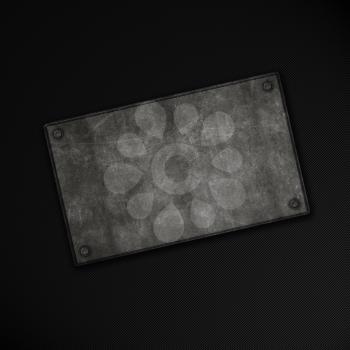 Grunge metal plate on a carbon fibre background
